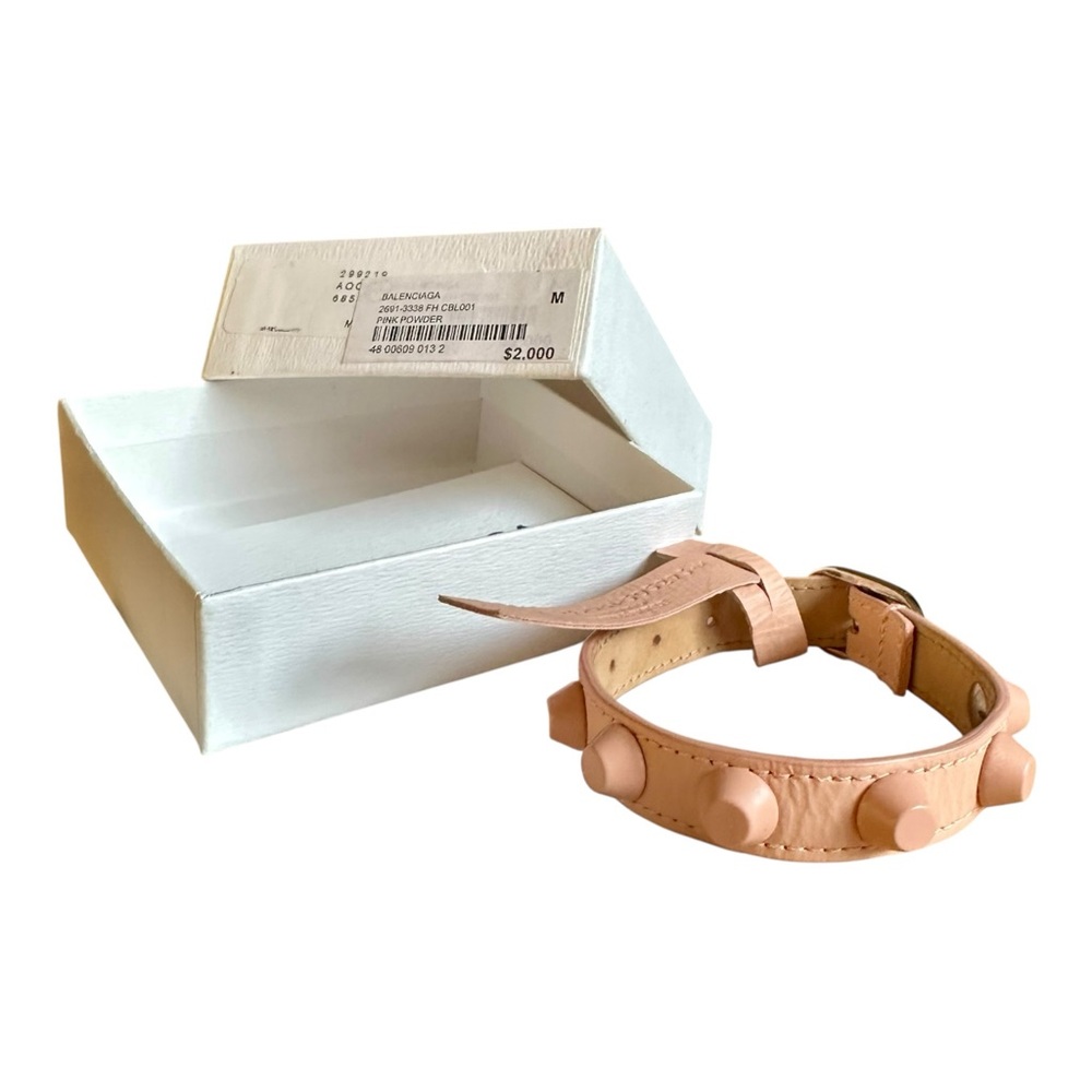 Balenciaga Pink Studded Leather Bracelet with Box and Paperwork